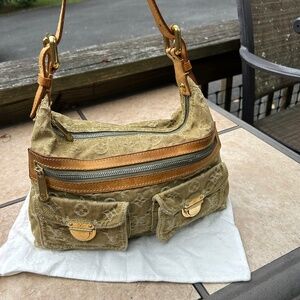 💚💚 RARE  RETIRED authentic Louis Vuitton LICHEN green denim, baggy pm